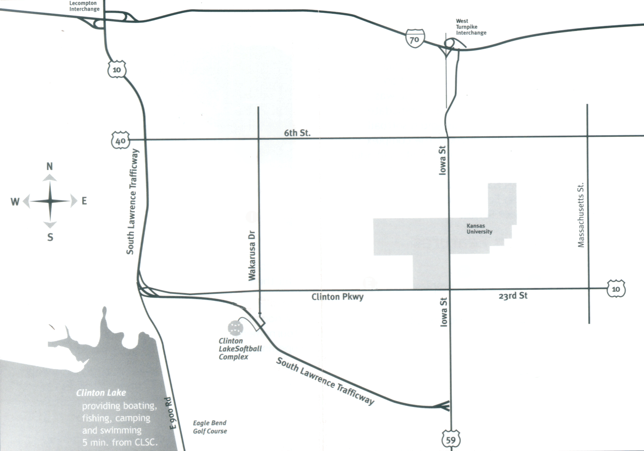 Map of Clinton Lake Softball Complex Area